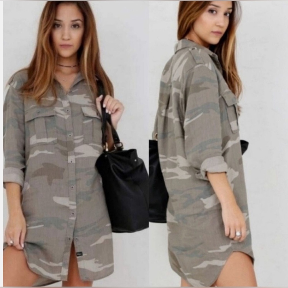 Rails Camouflage Mini Dress - Green and Gray